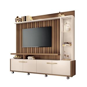 Home Theater Decorativo Perseu Tv Até 60 Polegadas Com Led Castanho/off White G26 - Gran Belo