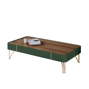 Mesa De Centro Decorativa Rennes Mdp/mdf Pés De Aço Verde Pistache/castanho G26 - Gran Belo