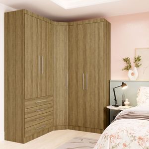 Guarda Roupa De Canto 3 Peças 5pt 4 Gv Paris Luciane Móveis Avelã Pf/avelã Pf