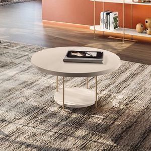 Mesa De Centro Decorativa Sala De Estar Walker Pés De Aço Tampo Mdf Off White G26 - Gran Belo