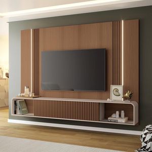 Home Suspenso Decorativo Rennes Mdf/mdp C/led Para Tv Até 85 Polegadas Castanho/off White G26 - Gran Belo