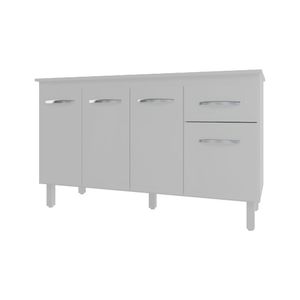 Balcão Cozinha Armário Gabinete Camila Branco Com Tampo Tampão 140 Cm Mobília Decor Branco