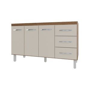 Balcão Armário Cozinha Gabinete Pia De 140 Cm Carine Com 3 Portas E 3 Gavetas Off White