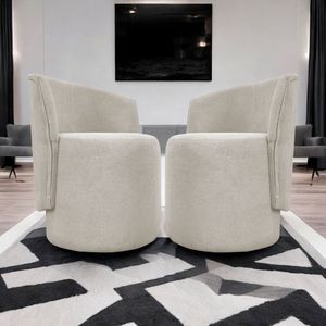 Kit 2 Poltronas Decorativa Aura Premium Bege Buclê