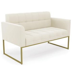 Sofá Namoradeira Base Industrial Dourado Ana Veludo Bege - Ibiza