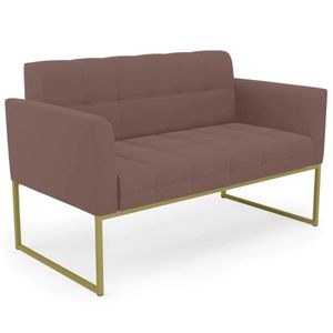 Sofá Namoradeira Base Industrial Dourado Ana Veludo Rose - Ibiza
