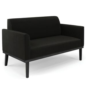 Sofá Namoradeira Base Madeira Preto Maressa Suede Preto - Ibiza