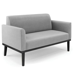 Sofá Namoradeira Base Madeira Preto Maressa Suede Cinza - Ibiza