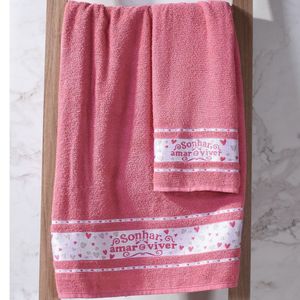 Jg Toalha De Banho E Rosto Jacquard Palavras Do Bem Bene Casa Rosa Sonhar
