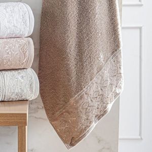 Toalha De Rosto Broderie 50x75cm 100% Algodão 400g-m² Marrom