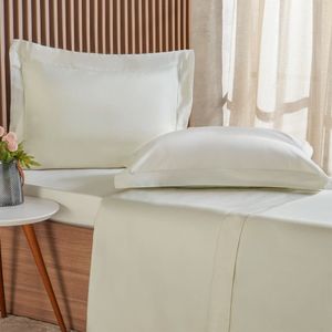 Jogo De Cama Casal 4 Pçs Ricamo 300 Fios 100% Algodão 140x190x30cm Salvia