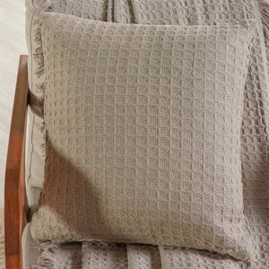Capa De Almofada Decorativa Waffle 100% Algodão 45x45cm Cashmere