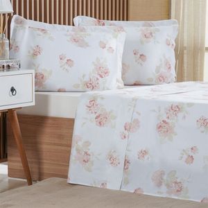 Jogo De Cama Casal 3 Pçs 200 Fios 100% Algodão 140x190x30cm Classique