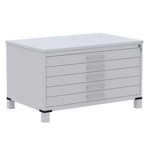 Mapoteca 5 Gavetas Pandin 120 Cm (larg) Inmetro Tampo Mdp Cinza Estrutura E Gavetas Em Aço Cinza