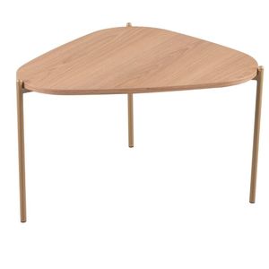 Mesa De Centro Orgânica Artesano 59 Cm (largura) Em Mdp Hanover (mel) E Pés Em Aço Dourado