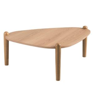 Mesa De Centro Orgânica Artesano 85 Cm (largura) Em Mdp Hanover (mel) E Pés Em Madeira Maciça