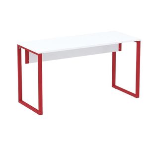 Mesa Escritório P25 Tub Pandin 134 Cm (larg) Tampo Mdp Branco Pé Aço Tubular Vermelho