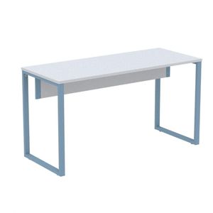 Mesa Escritório P25 Tub Pandin 134 Cm (larg) Tampo Mdp Cinza Pé Aço Tubular Azul Dali