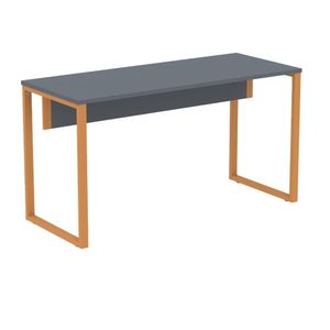 Mesa Escritório P25 Tub Pandin 134 Cm (larg) Tampo Mdp Grafito Pé Aço Tubular Laranja