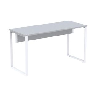 Mesa Escritório P25 Tub Pandin 150 Cm (larg) Tampo Mdp Cinza Pé Aço Tubular Branco