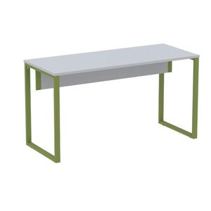 Mesa Escritório P25 Tub Pandin 150 Cm (larg) Tampo Mdp Cinza Pé Aço Tubular Verde Mirô