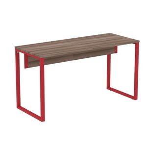 Mesa Escritório P25 Tub Pandin 134 Cm (larg) Tampo Mdp Walnut Pé Aço Tubular Vermelho