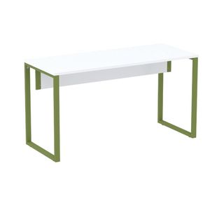 Mesa Escritório P25 Tub Pandin 150 Cm (larg) Tampo Mdp Branco Pé Aço Tubular Verde Mirô