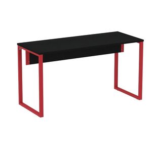 Mesa Escritório P25 Tub Pandin 150 Cm (larg) Tampo Mdp Preto Pé Aço Tubular Vermelho