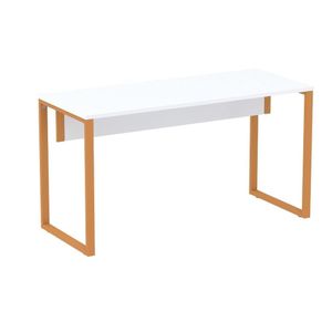 Mesa Escritório P25 Tub Pandin 150 Cm (larg) X 70 Cm (prof) Tampo Mdp Branco Pé Aço Tubular Laranja