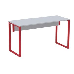 Mesa Escritório P25 Tub Pandin 150 Cm (larg) X 70 Cm (prof) Tampo Mdp Cinza Pé Aço Tubular Vermelho