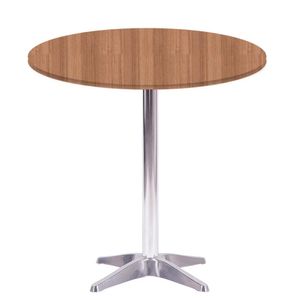 Mesa Delta Em Alumínio 75 Cm (alt) Base Em X Tampo Mdp Redondo 80 Cm (larg) X 2,50 Cm (alt) Noce Nat