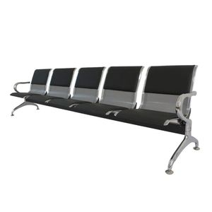 Longarina Estofada 5 Lug Nr-17 Dubai Fratini 281 (larg) Cm Aço Cromado Pintura Cinza C- Braços