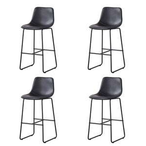 Kit 4 Banquetas Oxford Verner Fratini 100 Cm (altura) Poliuretano (pu) Preto Base Em Aço Preto
