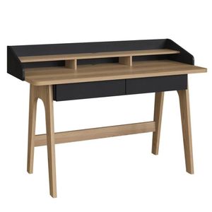 Escrivaninha Flexus Artesano 139 Cm (largura) Mdp Hanover (mel) E Nero (preto) 3 Nichos E 2 Gavetas