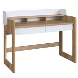 Escrivaninha Flexus Artesano 128 Cm (largura) Mdp Hanover (mel) E Branco Com 3 Nichos E 2 Gavetas