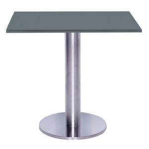 Mesa Beta Big Inox 75 Cm (alt) Disco Redondo Tampo Mdp Quadrado 60 Cm (larg) X 2,50 Cm (alt) Grafito