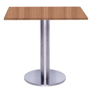 Mesa Beta Big Inox 75 Cm (alt) Disco Redondo Tampo Mdp Quadrado 60 Cm (larg) X 2,50 Cm (alt) Noce Naturalle