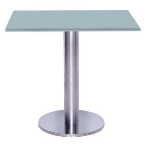 Mesa Beta Big Inox 75 Cm (alt) Disco Redondo Tampo Mdp Quadrado 60 Cm (larg) X 2,50 Cm (alt) Cinza