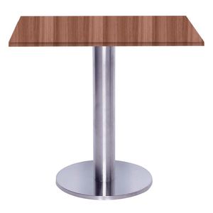 Mesa Beta Big Inox 75 Cm (alt) Disco Redondo Tampo Mdp Quadrado 60 Cm (larg) X 2,50 Cm (alt) Walnut