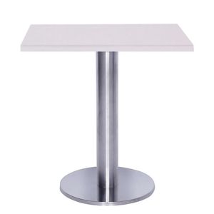 Mesa Beta Big Inox 75 Cm (alt) Disco Redondo Tampo Mdp Quadrado 70 Cm (larg) X 2,50 Cm (alt) Branco