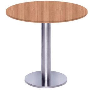 Mesa Beta Big Inox 75 Cm (alt) Disco Redondo Tampo Mdp Redondo 80 Cm (larg) X 2,50 Cm (alt) Noce Naturalle