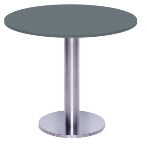 Mesa Beta Big Inox 75 Cm (alt) Disco Redondo Tampo Mdp Redondo 70 Cm (larg) X 2,50 Cm (alt) Grafito