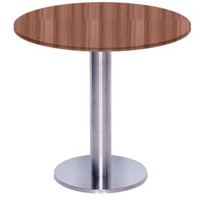 Mesa Beta Big Inox 75 Cm (alt) Disco Redondo Tampo Mdp Redondo 80 Cm (larg) X 2,50 Cm (alt) Walnut