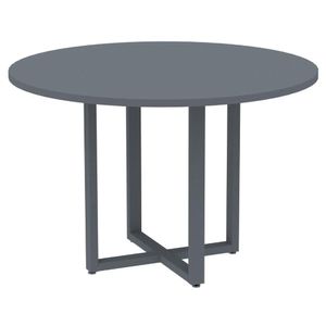 Mesa De Reunião Redonda P25 Pandin 110 Cm (largura) Tampo Mdp Grafito Pé Aço Tubular Grafito