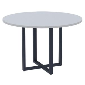 Mesa De Reunião Redonda P25 Pandin 110 Cm (largura) Tampo Mdp Cinza Pé Aço Tubular Azul Del Rey