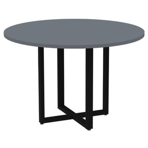 Mesa De Reunião Redonda P25 Pandin 110 Cm (largura) Tampo Mdp Grafito Pé Aço Tubular Preto