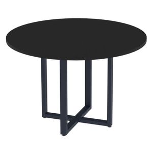 Mesa De Reunião Redonda P25 Pandin 110 Cm (largura) Tampo Mdp Preto Pé Aço Tubular Azul Del Rey