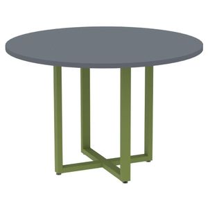 Mesa De Reunião Redonda P25 Pandin 110 Cm (largura) Tampo Mdp Grafito Pé Aço Tubular Verde Mirô
