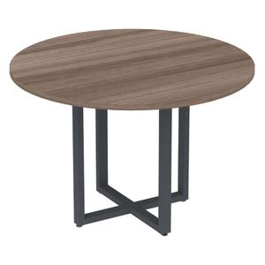 Mesa De Reunião Redonda P25 Pandin 110 Cm (largura) Tampo Mdp Walnut Pé Aço Tubular Grafito