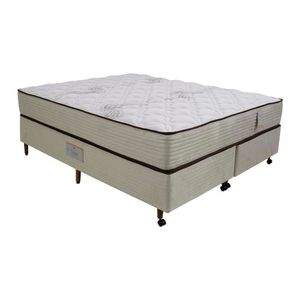 Cama Box Queen Size Castor Dome One + Colchão Com Molejo Bege